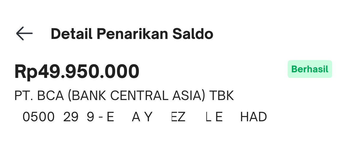 Contoh Transaksi Gestun Berhasil